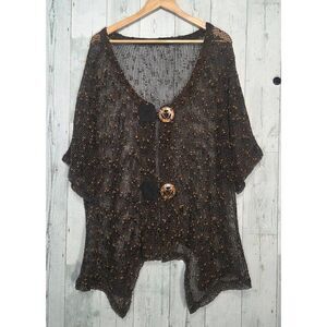 Unbranded Open Knit Oversized Button Sharkbite Lagenlook Cardigan Sz. XL EST